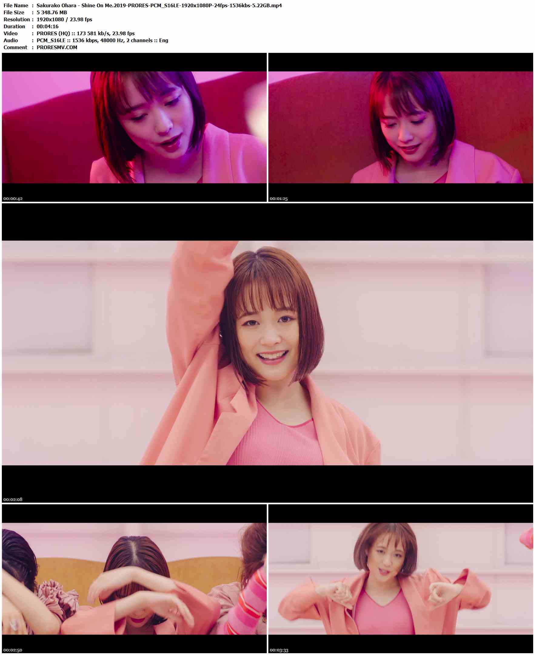 Sakurako Ohara - Shine On Me.2019-PRORES-PCM_S16LE-1920x1080P-24fps-1536kbs-5.22GB官方MV_高清MV